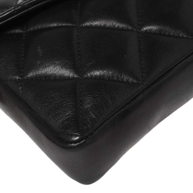 Pre Owned Chanel Black Quilted Leather Vintage Classic Chain Belt Bag