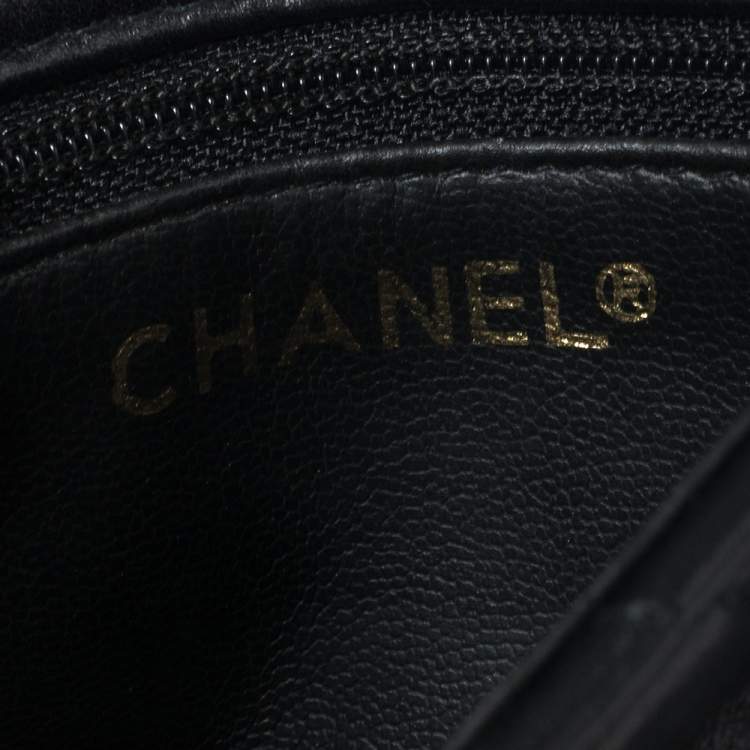 Pre Owned Chanel Black Quilted Leather Vintage Classic Chain Belt Bag