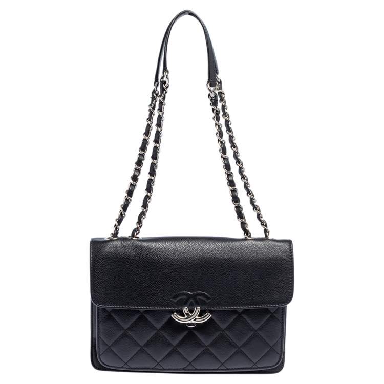 Chanel Black Quilted Caviar Leather Small CC Box Flap Bag Chanel