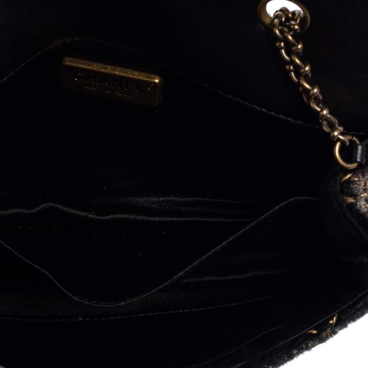 Pre Owned Chanel Black/Gold Quilted Calf Hair Extra Mini Classic Single Flap Bag