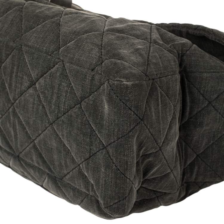 Pre Owned Chanel Grey Quilted Denim XXL Reissue 2.55 Flap Bag