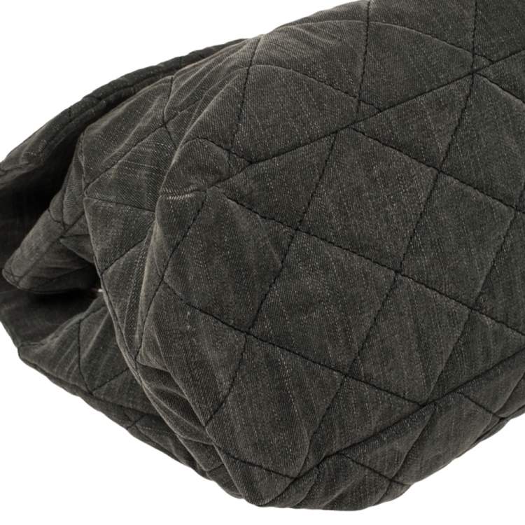 Pre Owned Chanel Grey Quilted Denim XXL Reissue 2.55 Flap Bag