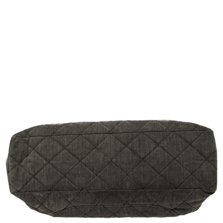 Pre Owned Chanel Grey Quilted Denim XXL Reissue 2.55 Flap Bag