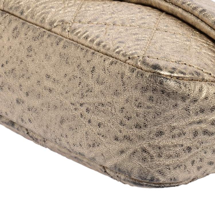 Pre Owned Chanel Metallic Gold Quilted Leather Flap Bag