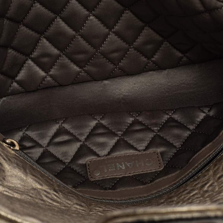 Pre Owned Chanel Metallic Gold Quilted Leather Flap Bag