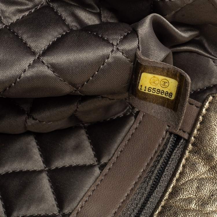 Pre Owned Chanel Metallic Gold Quilted Leather Flap Bag