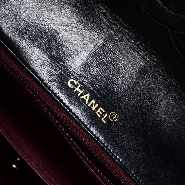 Pre Owned Chanel Black Quilted Leather Maxi Vintage Classic Single Flap Bag
