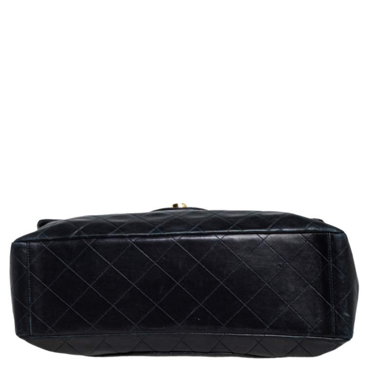 Pre Owned Chanel Black Quilted Leather Maxi Vintage Classic Single Flap Bag