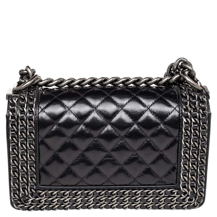 Pre Owned Chanel Black Quilted Leather Small Boy Flap Bag