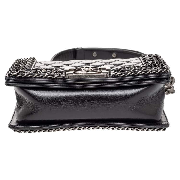 Pre Owned Chanel Black Quilted Leather Small Boy Flap Bag