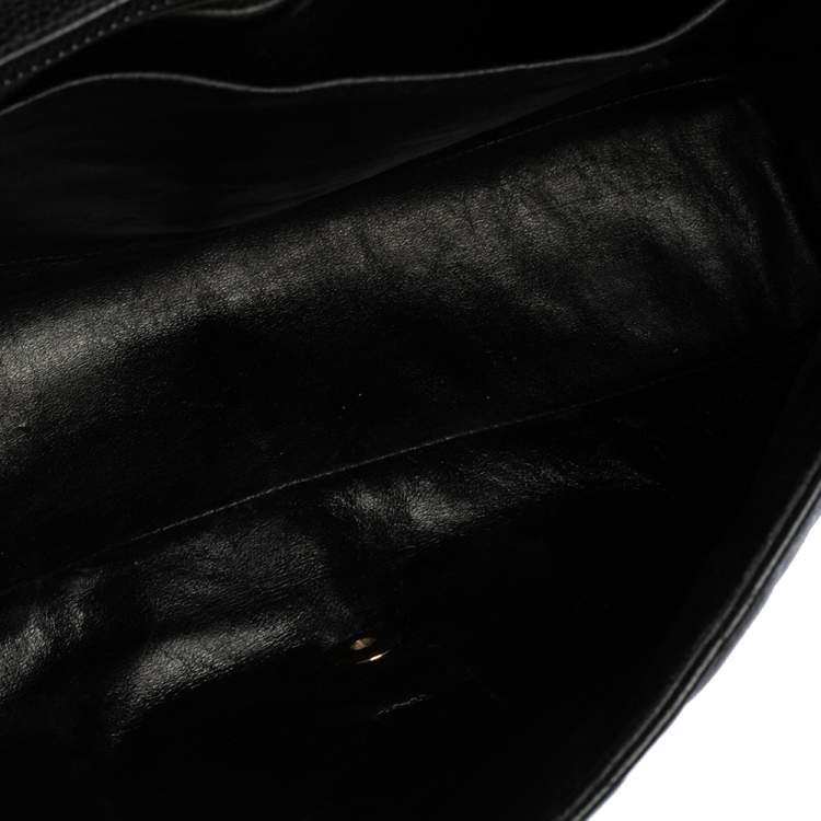 Pre Owned Chanel Black Quilted Caviar Leather Maxi Classic Single Flap Bag