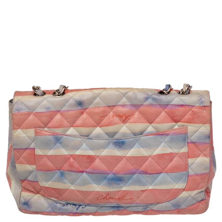 Pre Owned Chanel Multicolor Watercolor Colorama Leather Jumbo Classic Single Flap Bag