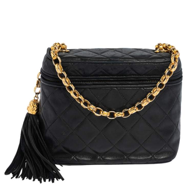 Chanel Black Quilted Lambskin Leather Vintage Tassel Bag Chanel | The ...
