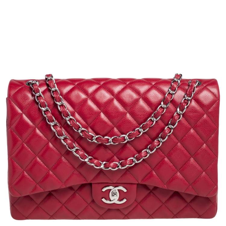 Chanel Red Quilted Caviar Leather Maxi Classic Double Flap Bag Chanel | The  Luxury Closet