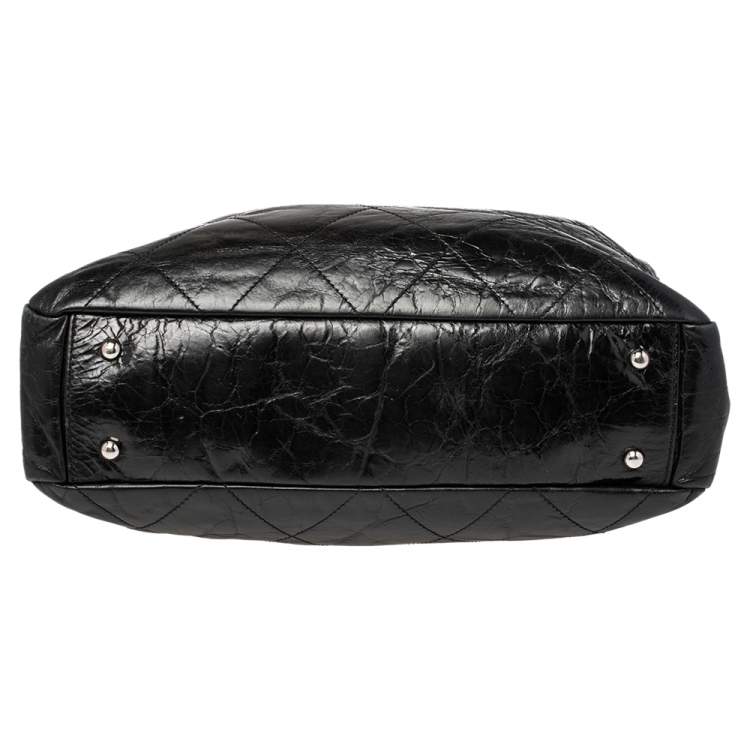 Pre Owned Chanel Black/Brown Quilted Iridescent Leather And Aged Leather Portobello Tote 