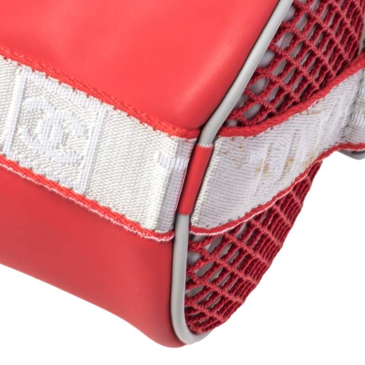 Pre Owned Chanel Red/Grey Coated Fabric Sport Mini Barrel Bag
