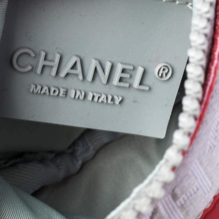 Pre Owned Chanel Red/Grey Coated Fabric Sport Mini Barrel Bag