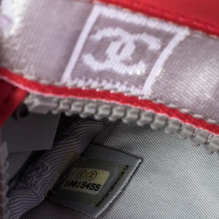Pre Owned Chanel Red/Grey Coated Fabric Sport Mini Barrel Bag