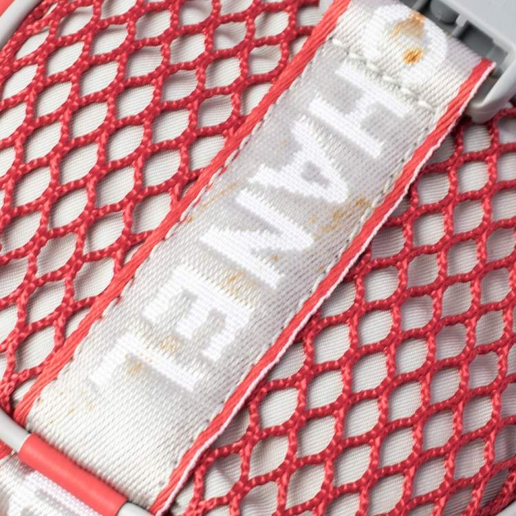 Pre Owned Chanel Red/Grey Coated Fabric Sport Mini Barrel Bag