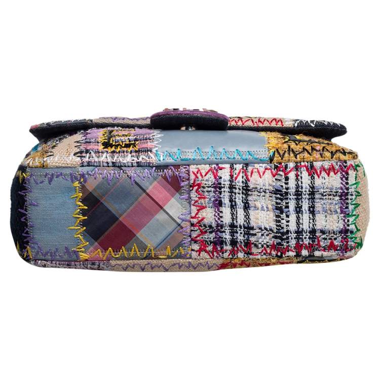 Pre Owned Chanel Multicolor Patchwork Jumbo Classic Single Flap Bag