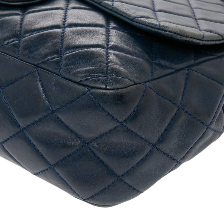 مملوكة مسبقًا Chanel Blue Quilted Leather Jumbo Classic Single Flap Bag