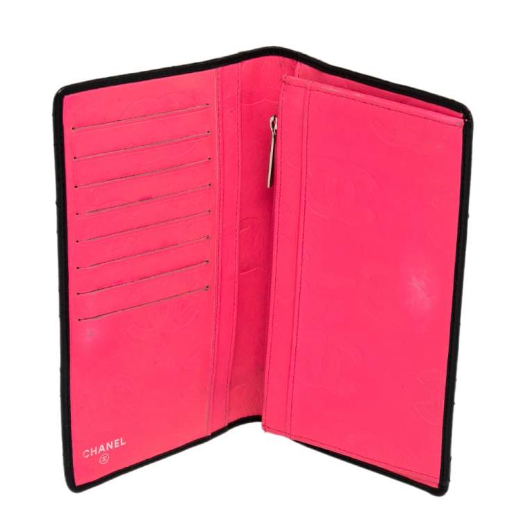 Pre Owned Chanel Black Quilted Leather Cambon Ligne Yen Long Wallet