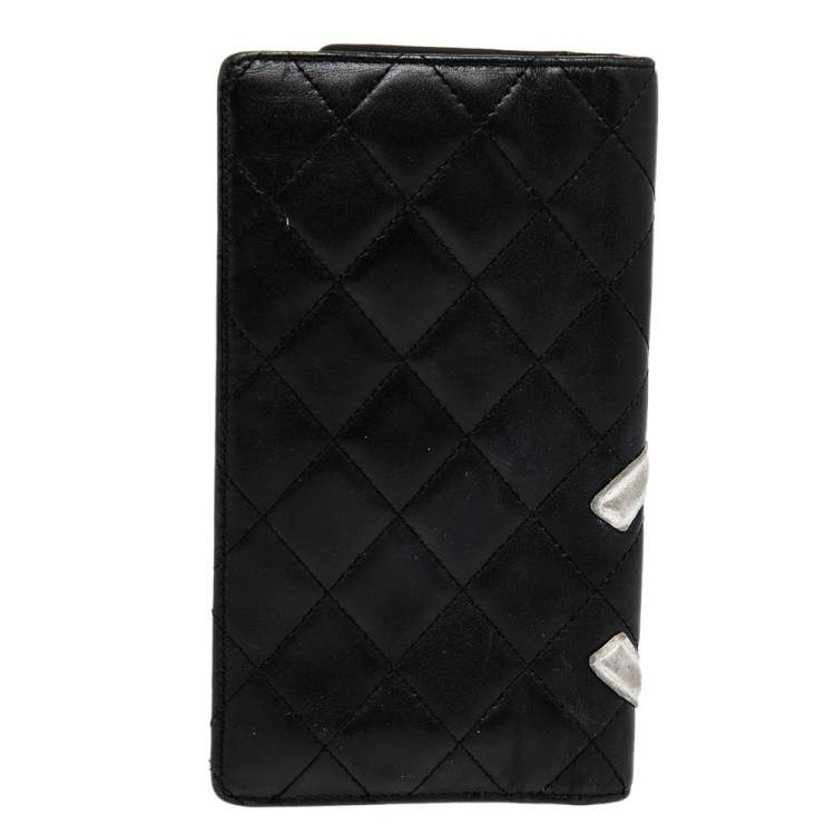 Pre Owned Chanel Black Quilted Leather Cambon Ligne Yen Long Wallet