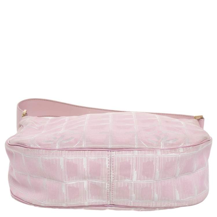 Pre Owned Chanel Pink Nylon Travel Line Hobo
