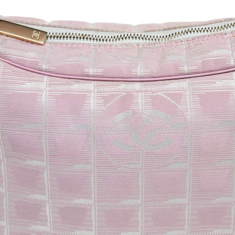 Pre Owned Chanel Pink Nylon Travel Line Hobo