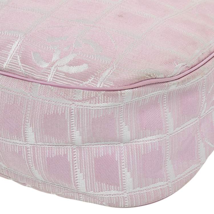 Pre Owned Chanel Pink Nylon Travel Line Hobo