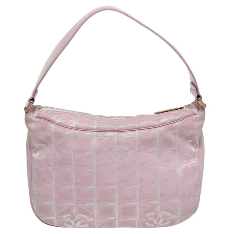 Pre Owned Chanel Pink Nylon Travel Line Hobo