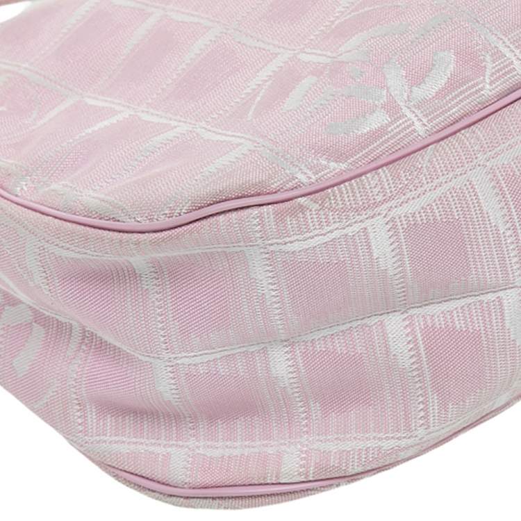 Pre Owned Chanel Pink Nylon Travel Line Hobo