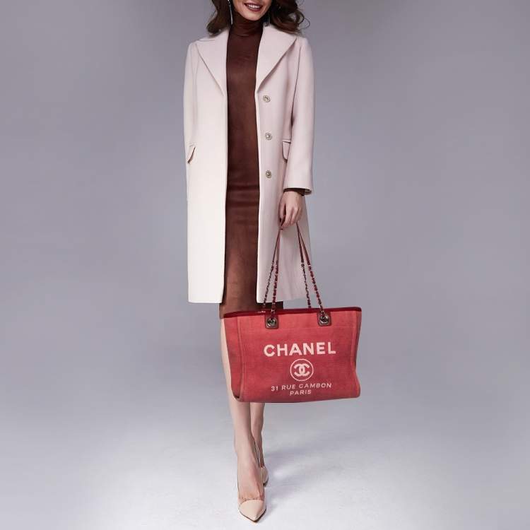 Chanel Red Canvas Medium Deauville Tote Chanel | TLC