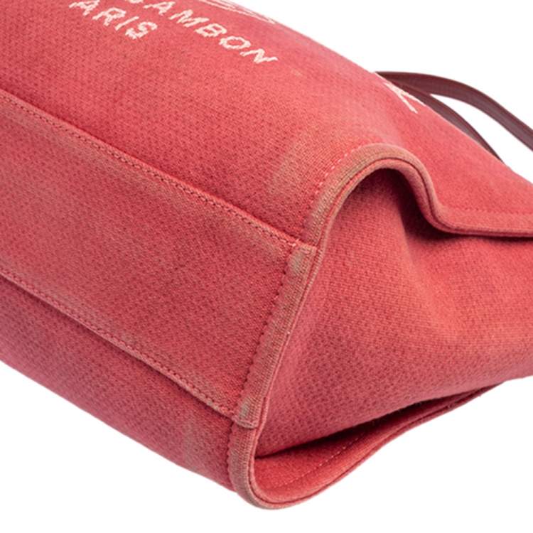 Pre Owned Chanel Red Canvas Medium Deauville Tote