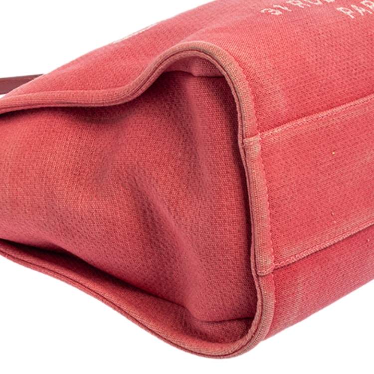 Pre Owned Chanel Red Canvas Medium Deauville Tote