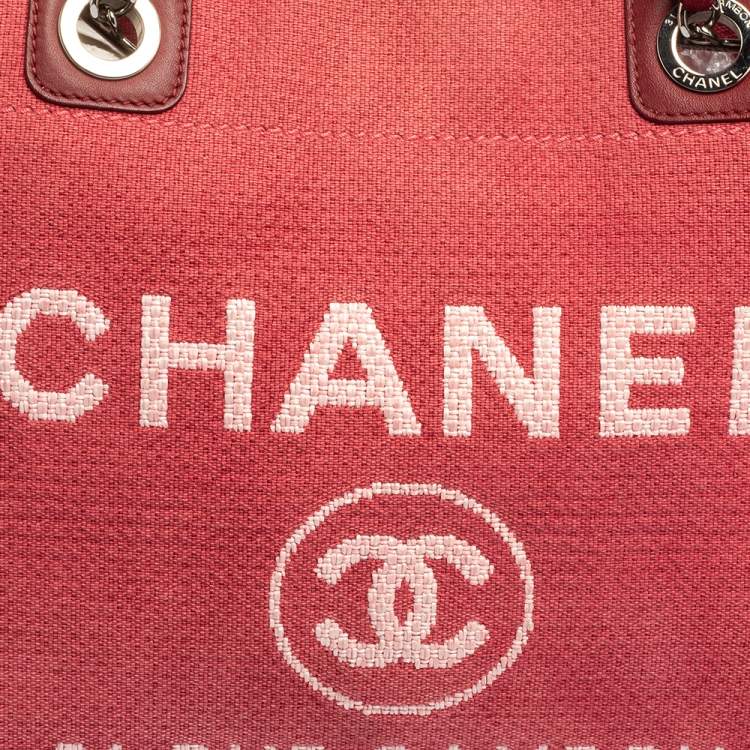 Pre Owned Chanel Red Canvas Medium Deauville Tote