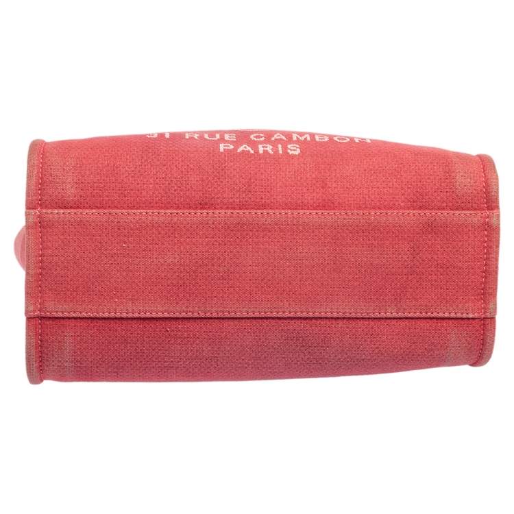 Pre Owned Chanel Red Canvas Medium Deauville Tote