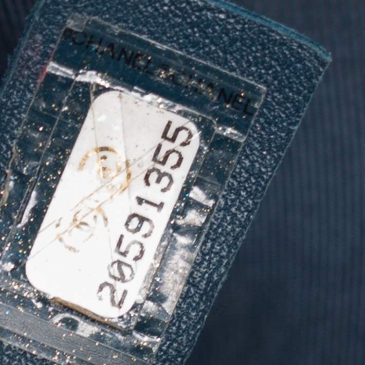 Pre Owned Chanel Blue Perforated Quilted Leather Medium Boy Flap Bag