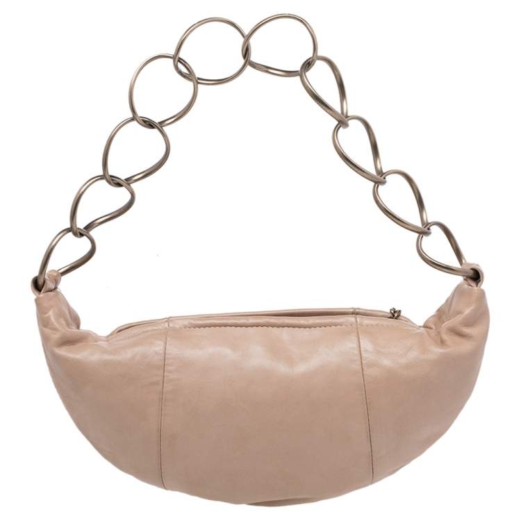 Pre Owned Chanel Beige Leather CC Ring Hobo