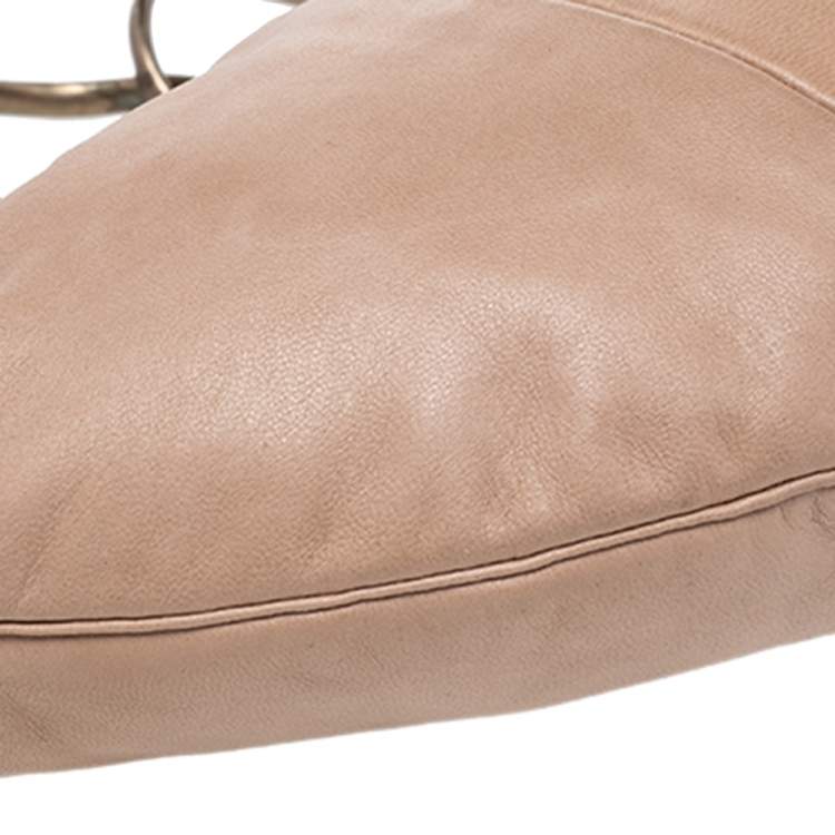 Pre Owned Chanel Beige Leather CC Ring Hobo