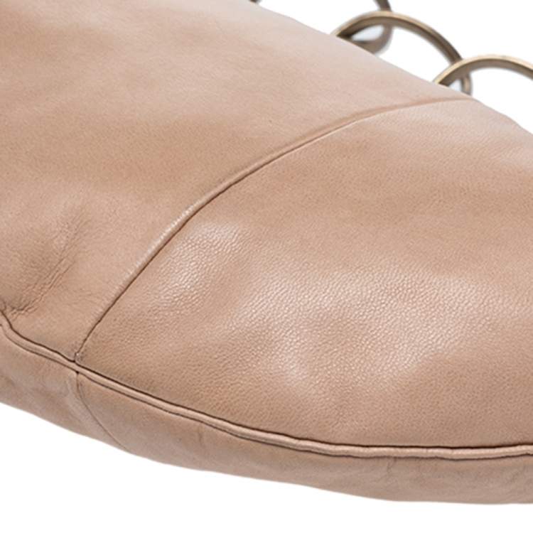 Pre Owned Chanel Beige Leather CC Ring Hobo