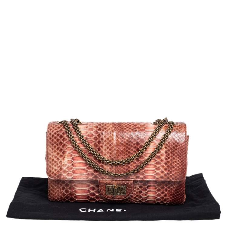 Pre Owned Chanel Ombre Red Python 2.55 Reissue Classic 226 Flap Bag