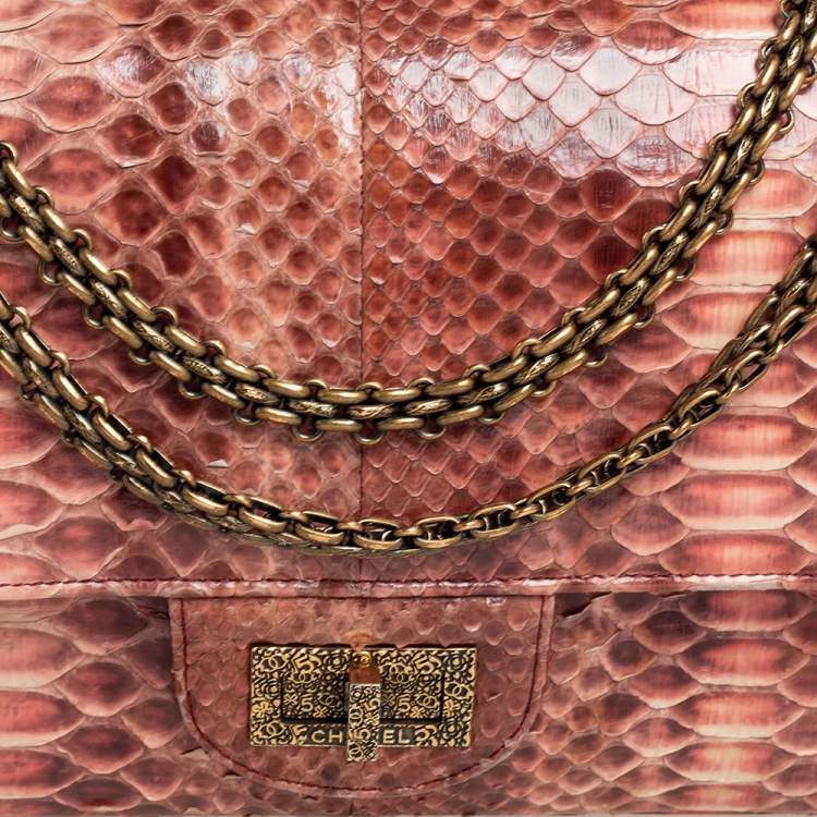 Pre Owned Chanel Ombre Red Python 2.55 Reissue Classic 226 Flap Bag