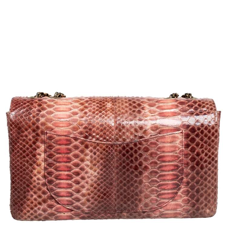 Pre Owned Chanel Ombre Red Python 2.55 Reissue Classic 226 Flap Bag