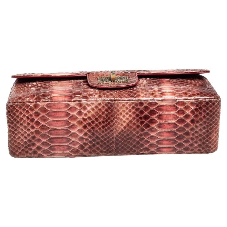 Pre Owned Chanel Ombre Red Python 2.55 Reissue Classic 226 Flap Bag