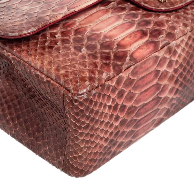 Pre Owned Chanel Ombre Red Python 2.55 Reissue Classic 226 Flap Bag