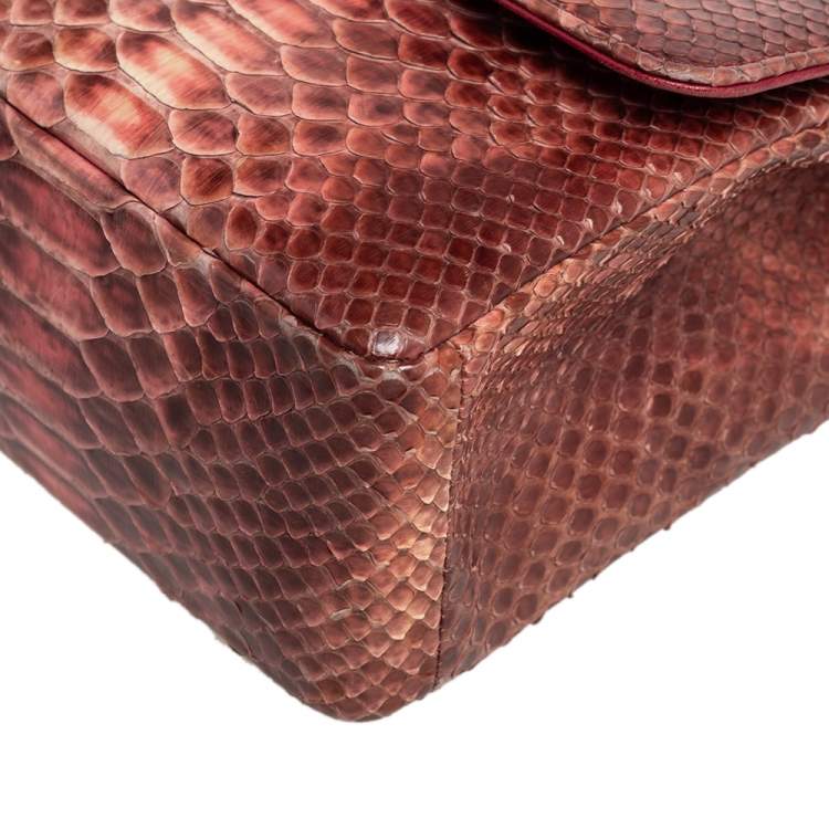 Pre Owned Chanel Ombre Red Python 2.55 Reissue Classic 226 Flap Bag