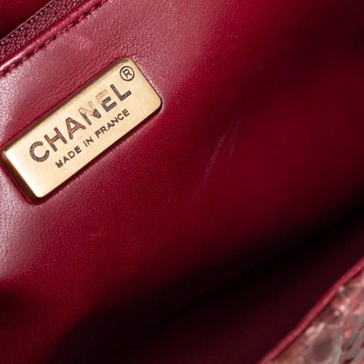 Pre Owned Chanel Ombre Red Python 2.55 Reissue Classic 226 Flap Bag