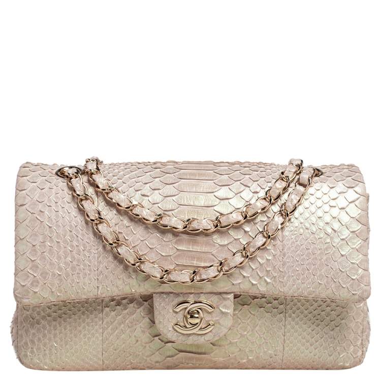 Chanel Beige Iridescent Python Medium Classic Double Flap Bag Chanel | The  Luxury Closet