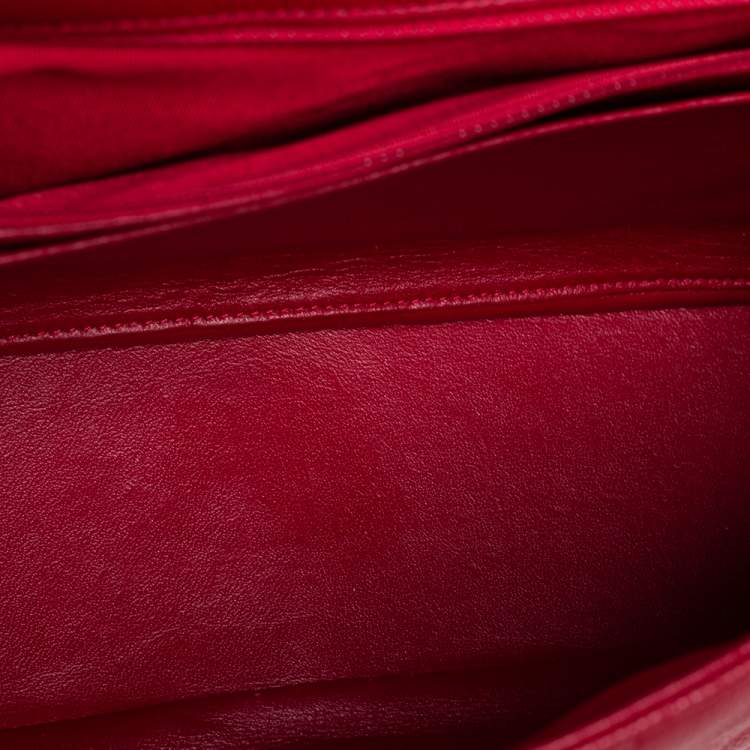 Pre Owned Chanel Red Quilted Caviar Leather Jumbo Classic Single Flap Bag